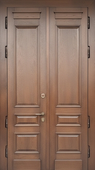 Стальная двустворчатая термодверь с отделкой массивом