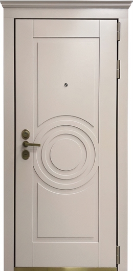 Входная дверь с карнизом, фрезерованными панелями МДФ с покраской эмалью по RAL Входная дверь с карнизом, фрезерованными панелями МДФ с покраской эмалью по RAL